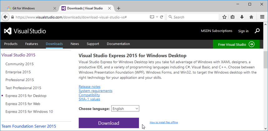 Make extra sure you got the "Express 2015 for Desktop.